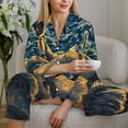 thumbnail image 6 of Salouo Astronaut Starry Night Pattern Women's Pajamas Set Long Sleeve Button Down Sleepwear Soft Pj Lounge Sets for women 2 Piece Pjs Set with Long Pants-Small, 6 of 7