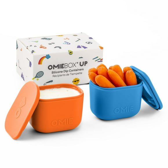 Contenedores OmieBox UP a prueba de fugas, 130 ml, paquete de 2 unidades, azul/naranja