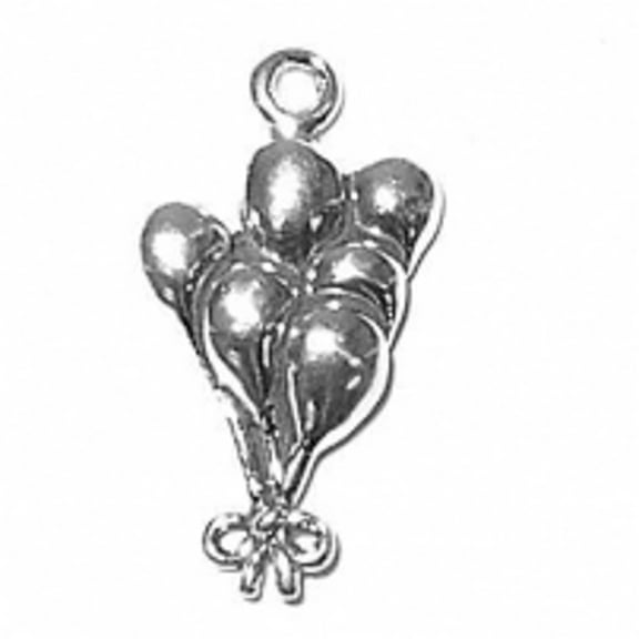 Sterling Silver 16" .8mm Box Chain 3D Cluster Of Balloons Pendant Necklace