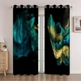 thumbnail image 2 of Natural Turquoise Blackout Curtains With Grommet, Abstract Marble Design Pattern Green Gold Window Curtain Drapes For Modern Living Room Bedroom Decor 26"W x 63"L (Pack of 2), 2 of 6