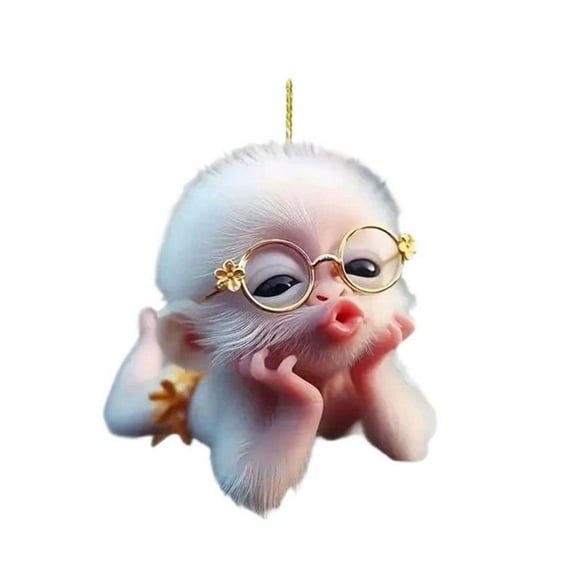 Acrylic 2D Monkey-Shaped Car Pendant for Vehicle Interior Decoration, Easy to Install