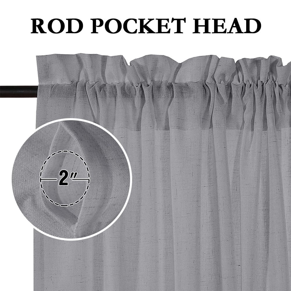 PrimeBeau Elegant Durable Privacy Linen Texture Semi Sheer Window Curtain Panels, 52" W x 108" L, Dove