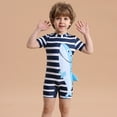 thumbnail image 4 of BULLPIANO Toddler Boy Swimsuit One Piece Zip Bathing Suit Short Sleeve Rash Guard Sunsuits with UPF50+ Sun Protection,Size 5-6 Years, 4 of 7