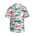 thumbnail image 2 of Easygdp Colorful Shark Men's Hawaiian Shirts Print Lapel Short Sleeve for Beach, vacation, party, casual occasions - Medium, 2 of 9