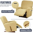 thumbnail image 5 of CHUNTIAN Stretch Recliner Cover, 4-Piece Waterproof Sofa Cover Single Seat Couch Cover Soft Jacquard Recliner Chair Slipcover with Pocket (Silver), 5 of 5