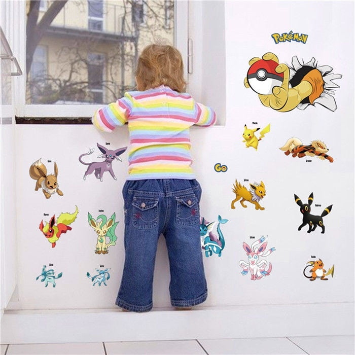 POKEMON ICONIC Wall Decals Room Decorations Pikachu Pokeball Decor