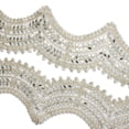 thumbnail image 2 of 4 Inch Floral Mirror Beaded Rhinestone Metallic Corded Mesh Trim For Sewing, Crafts, Decor, & Upholstery Projects - Silver 1 Pack (9.8 Yards / 9 Meters), 2 of 3