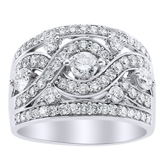 White Natural Diamond Anniversary Band Ring in 14k White Gold (0.75 Cttw)