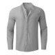 thumbnail image 5 of Ceisia Men's Relaxed Fit Linen Blend Stand Collar Shirt, Solid Color Long Sleeve Casual Button-Up Top Gifts, 5 of 6