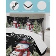 thumbnail image 3 of Quilts Queen Size Bedding Set, Christmas Snowman Reversible Summer Quilt 3 Pieces, Winter Snowflakes Country Xmas Trees Black Lightweight Bedspreads Coverlets with 2 Pillow Shams for All Seasons, 3 of 5