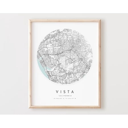 POSTER Vista Map Print, Vista Map Poster City Wall Art, Ca Road Map, California Print Street Map Decor UNFRAMED, 24x36