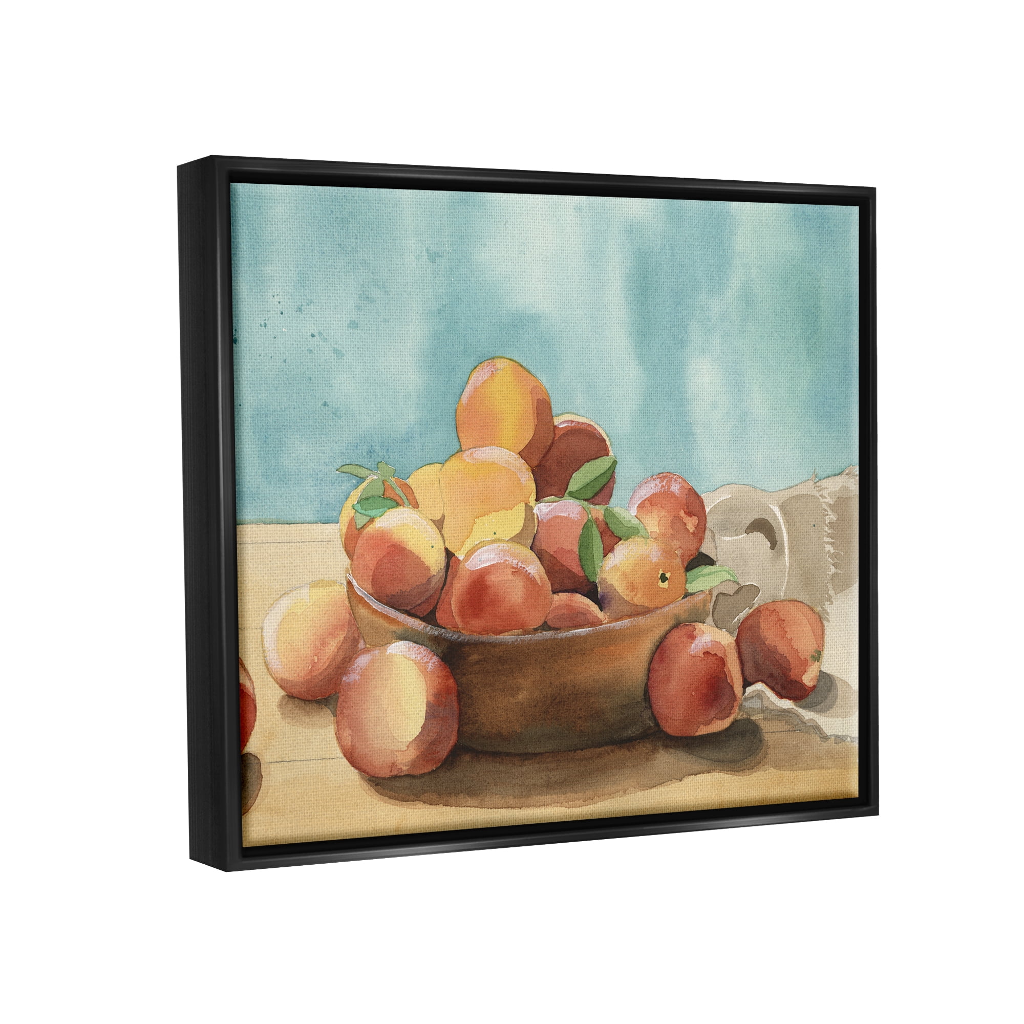 Stupell Industries Kitchen Peaches Still Life Food & Beverage Painting Black Floater Framed Canvas Art Print Wall Art, 31 x 25