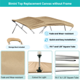 thumbnail image 4 of SavvyCraft™ 4 Bow Bimini Top Replacement Canvas Cover 4 Bow 96" L 73"-78" W Beige Color with Zippered Pockets, 4 of 6