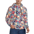 thumbnail image 2 of Picia music Skull record Retro Pattern Casual Men's Hoodie - Lightweight Hooded Sweatshirt with Kangaroo Pocket, Comfortable Pullover for Everyday, Travel-Large, 2 of 7