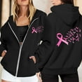 thumbnail image 2 of White Hoodie Womens Oversized Sweatshirt Casual Lightweight Zip Up Outfit Women's Pullover Cancer Awareness Month Long Sleeve Pocket Drawstring For Everyday Wear, 2 of 6