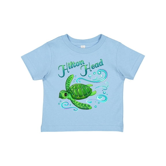 Inktastic Hilton Head Cute Sea Turtle with Waves and Bubbles Boys or Girls Toddler T-Shirt