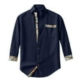 thumbnail image 6 of Dagegui Long Sleeve Shirt for Men Breathable Linen Shirts Patchwork Button Down Turndown Collar T-Shirt Casual Beach Tee Tops with Chest Pocket Navy S, 6 of 6