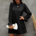 thumbnail image 2 of Vestido de bola de pelo de manga larga de primavera y otoño con cobertura encantadora de princesa de Color sólido con cuello redondo para mujer Fridja  NMB1257, 2 of 9