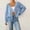 Sky Blue, variant on LEKODE Ladies Cute Bow Decor Cropped Outer Cardigan, Long Sleeve V Neck Button Down Loose Daily Wear Top Sky Blue M