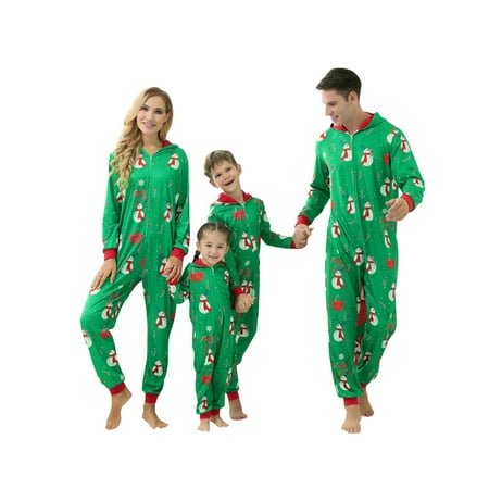 

Peyakidsaa Christmas Pajamas for Family Christmas Reindeer Pjs Snowman Print One Piece Jumpsuits