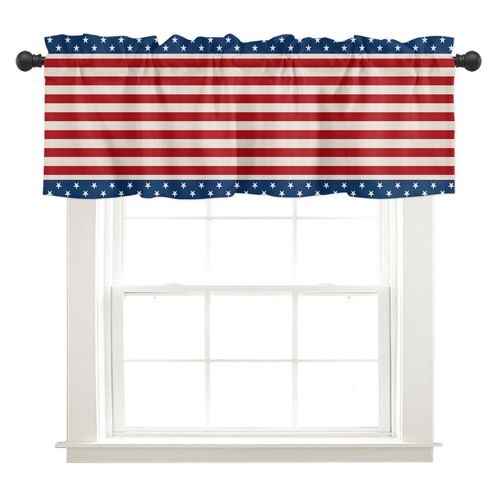 LINED VALANCE 42X15 PATRIOTIC AMERICAN FLAG USA MEMORIAL DAY 4TH JULY STAR 