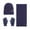 Navy, variant on Ediodpoh Double Layer Knit Hat Scarf and Gloves Set Thick Warm Windproof Ear Protection Three Piece Black