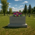 thumbnail image 6 of Sympathy Silks Artificial Cemetery Flowers - Fuchsia Mums with Blue Iris - Saddle for Headstone, 6 of 6