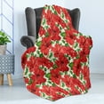 thumbnail image 4 of Hawaii Soft Flannel Fleece Blanket, Botanic Inspirations Floral Bouquet Hand Drawn Red Hibiscuses Retro Theme, Cozy Plush for Indoor and Outdoor Use, 50" x 70", Beige Fern Green Red, by Ambesonne, 4 of 5