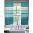 thumbnail image 2 of Teal Green Ombre Stripes Sheer Curtains 72 Inch Length 2 Panels Set, Modern Farmhouse Lines Art Voile Window Treatment Rod Pocket Curtains Sheers Drapes for Bedroom/Living Room/Kitchen 52"x72"x2, 2 of 7