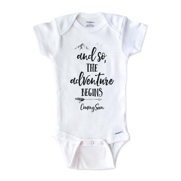 And So The adventure Begins Coming Soon baby boho hippie - surprise baby birth pregnancy announcement - White 3-6 Months