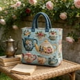 thumbnail image 4 of Quilted Tote Bag With Tea Pot Embroidery Large Capacity Multi-Functional Laptop Bag For Work Travel Weekend Women Nylon, 4 of 6