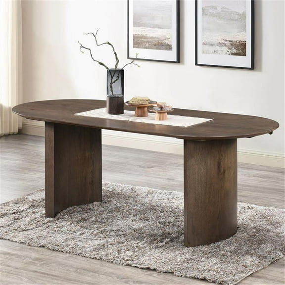 Pemberly Row Contemporary Wood Oval Dining Table in Dark Walnut