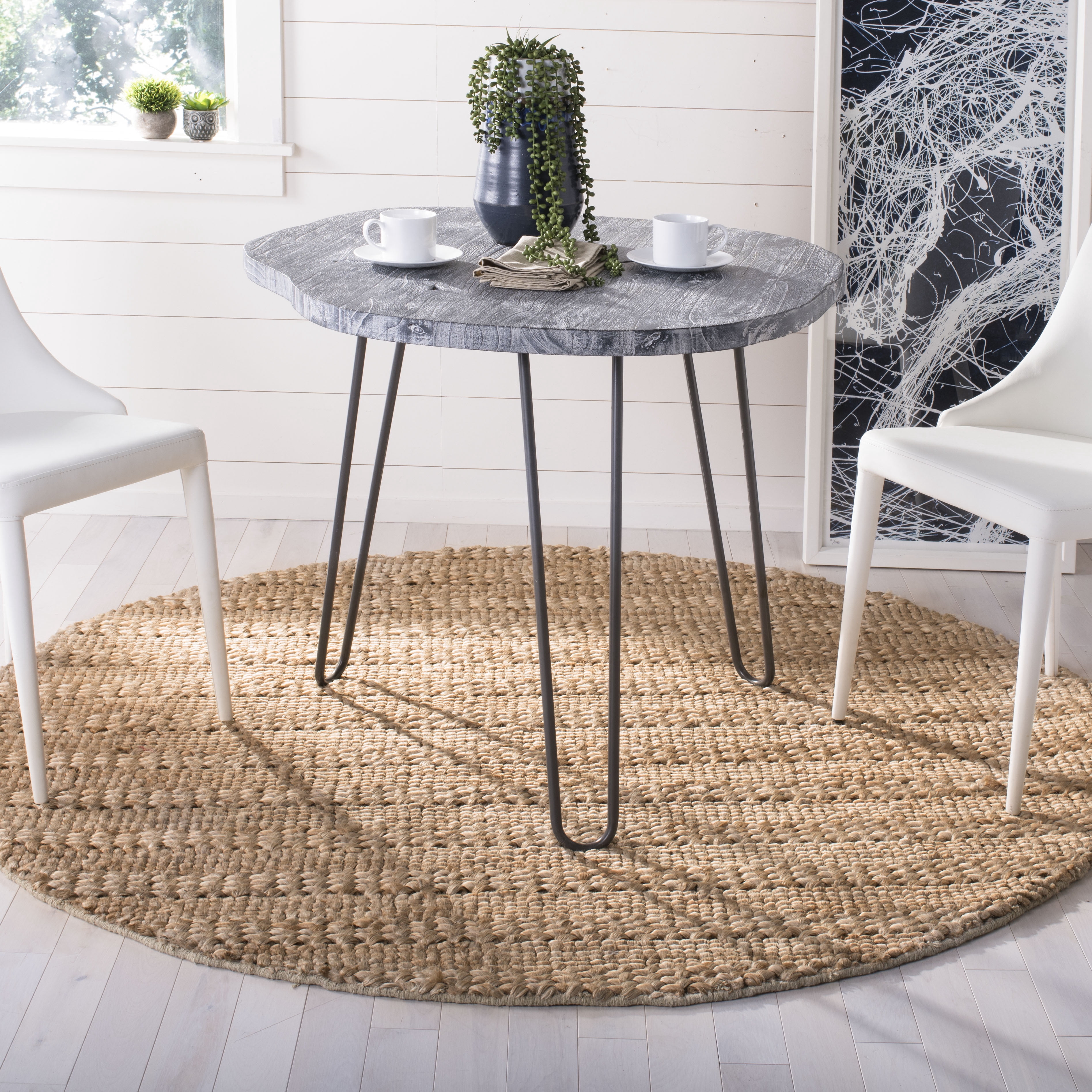 SAFAVIEH Natural Fiber Henrika Geometric Area Rug, Natural, 8' x 8' Round
