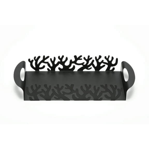 Mango Steam Rectangle Metal Organizer Tray  (Coral, Black)