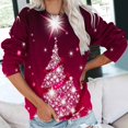 thumbnail image 1 of Chandail à Capuchon pour Femmes Mode Imprimé de Noël Ample Col Rond Manches Longues Blouse avec Poche Hauts Chandails en Molleton Femmes Sans Capuche en Liquidation, 1 of 6