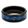 thumbnail image 2 of Wedding Rings For Men or Women 8mm Black Tungsten Band Blue Celtic Knot, 2 of 4
