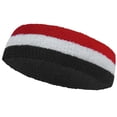 thumbnail image 5 of Couver Unisex 9 Inch Long Cotton Wide Basketball Headband Striped Sports Sweatband 3 Pack, Black/White/Red, 5 of 9