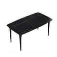thumbnail image 3 of 63" Black Sintered Stone Dining Table, 6-Person Modern Curved Design, Black Metal Legs, Stain & Heat Resistant, Ideal for Kitchen or Dining Room, 3 of 8