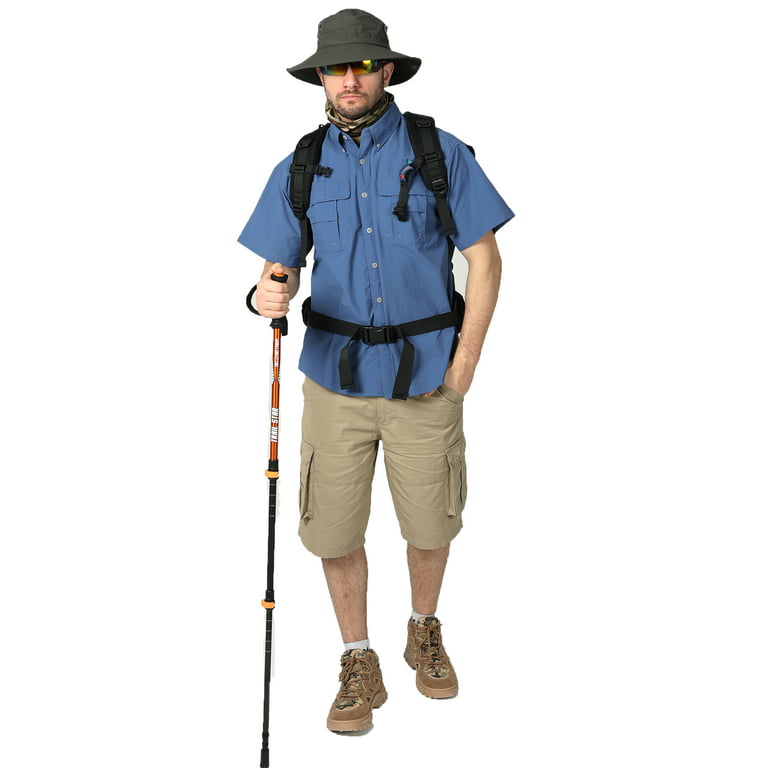Tuna Men's UV UPF 50+ Sun Protection Waterproof Breathable Outdoor SPF  Hiking Camping Magellan Fishing Short Sleeve Shirts (Collegiate Navy #5 XL)  