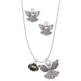 thumbnail image 1 of Delight Jewelry Silvertone Mini Enamel Football Silver tone Guardian Angel Charm Necklace and Stud Earrings, 1 of 4