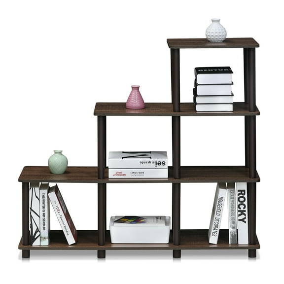 Furinno 16107WN/BR Turn-N-Tube Ladder Space Shelf, Walnut/Brown
