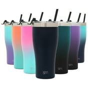 Simple Modern 32oz Slim Cruiser Tumbler with Straw & Closing Lid Travel Mug - Gift Double Wall Vacuum Insulated - 18/8 Stainless Steel Water Bottle - Deep Ocean
