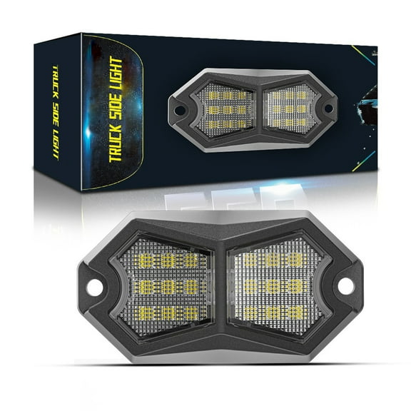 Zcargel White Rock Lights, IP67 Waterproof Underglow Offroad Side Marker for Truck ATV UTV,24 Wide-Angle SMD Chips 4m Extension Cables