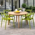 thumbnail image 4 of 2xhome Set of 2 Modern Contemporary Designer Dining Chairs Molded Plastic Indoor Outdoor Patio Elbow Chairs, Green, 4 of 8