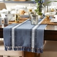 thumbnail image 4 of Camino de mesa DII Everyday con flecos a rayas, 35 x 275 cm, azul francés, 4 of 7