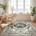 thumbnail image 3 of Design&I 4'x6' Washable Area Rug Flatweave Daily Traffic Ready Chinoiserie Traditional Bird Scrolling Vine Border Decorative for Dorm Room, Living Apartment, 3 of 7
