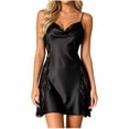 thumbnail image 2 of Blmnix Sexy Nightgowns Nightgown for Women Lace Nightgown Chemises Baby Doll Nightshirt Short Sleeveless Cowl Neck Black Moomoo Nightgowns for Women, 2 of 8