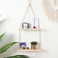 thumbnail image 1 of Wood Wall Floating Shelf Rustic Hanging Swing Rope Shelves, Wall Display Shelving Home Organizer Boho Decor for Living Room Bedroom Bathroom, 1 of 6
