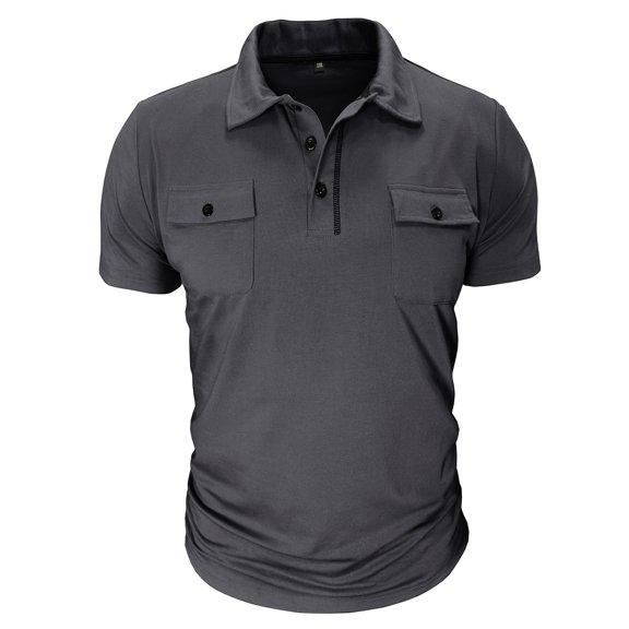 Men's Polo Shirts Short Sleeve Quick Dry Casual Sports Outdoor Golf Shirt for Men Basic T-Shirt Tops with 2 Pockets, M