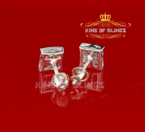 King of Bling's 0.10ct Diamond 925 Sterling Silver White Kite Stud Earrings For Women's & Men's